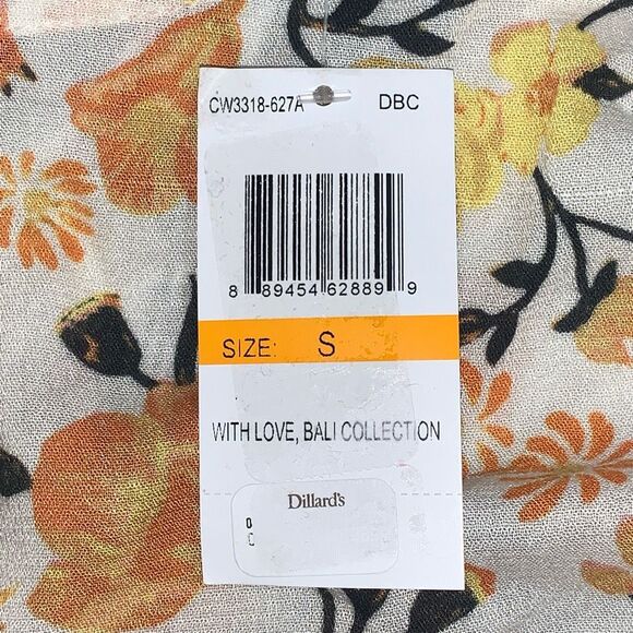 Coco + Jaimeson Womens Size Small Peplum Top Floral Print Flowy Cream Orange NWT - Picture 6 of 7